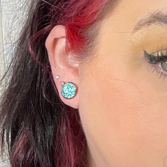 Blue Druzy Earrings - Picture 3 of 3